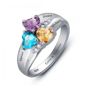 Triple stones Personalized Birthstone Ring JEWJO1793